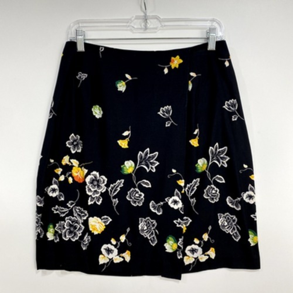 Kathie Lee Women's Skirt 12 Black Fairy 90's Floral USA Festival Vintagecore